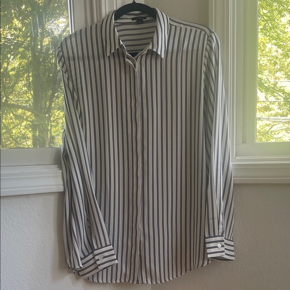 Ann Taylor Black and White Striped Blouse - Picture 1 of 6